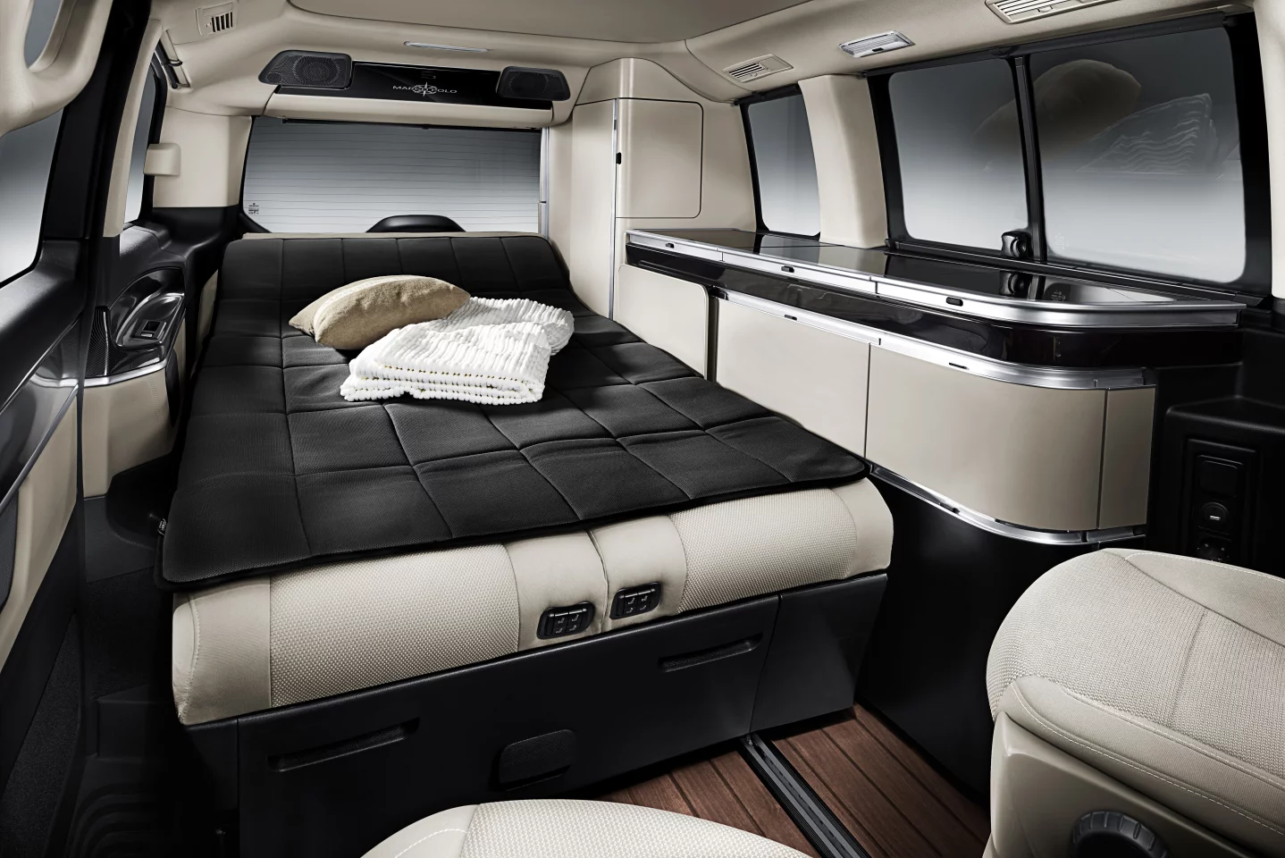 The rear seats fold into single- and double-bed configurations