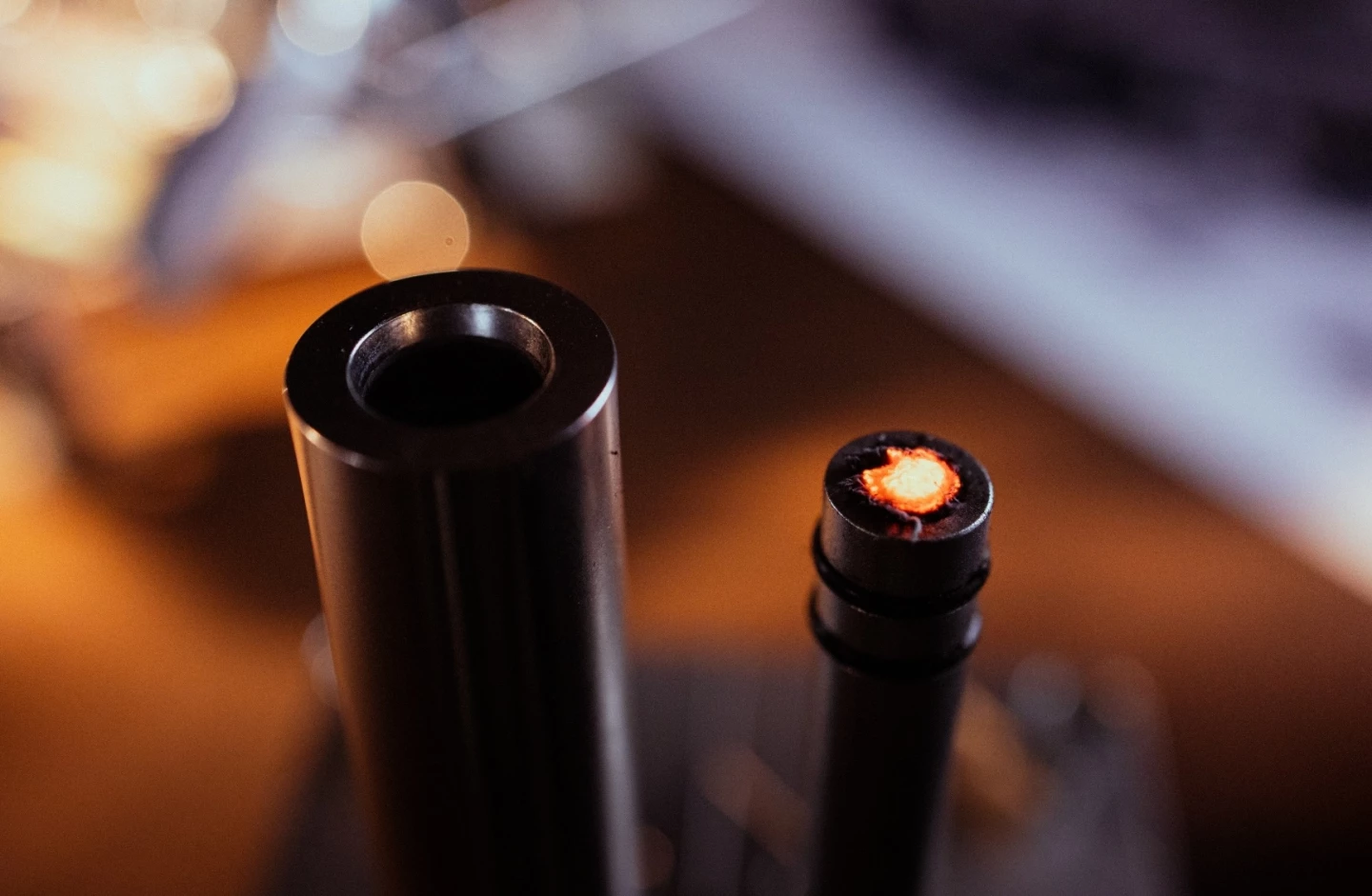 The glowing ember ready to be placed in a greater tinder nest to ignite the full fire