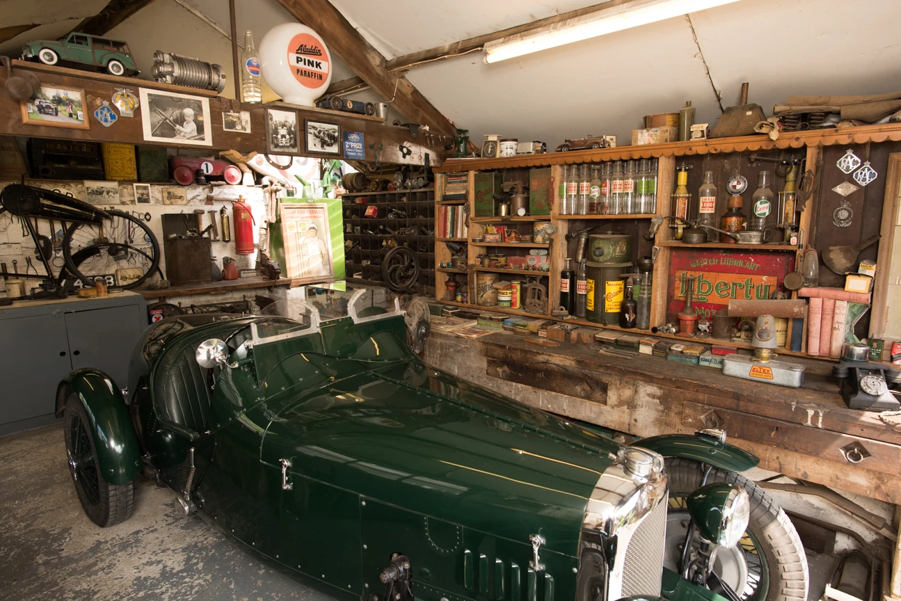 Lagonda Shed is used as a workshop and garage for a 1934 Lagonda Rapier