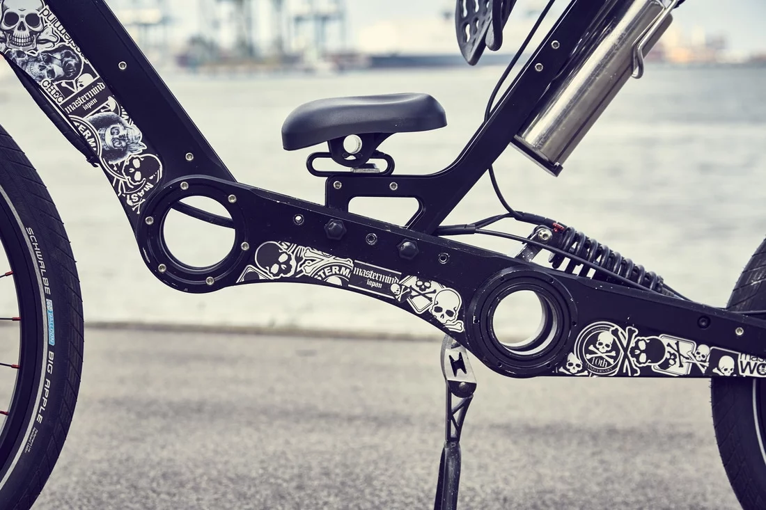 The frame on the MC2 can be customized with included sticker packs