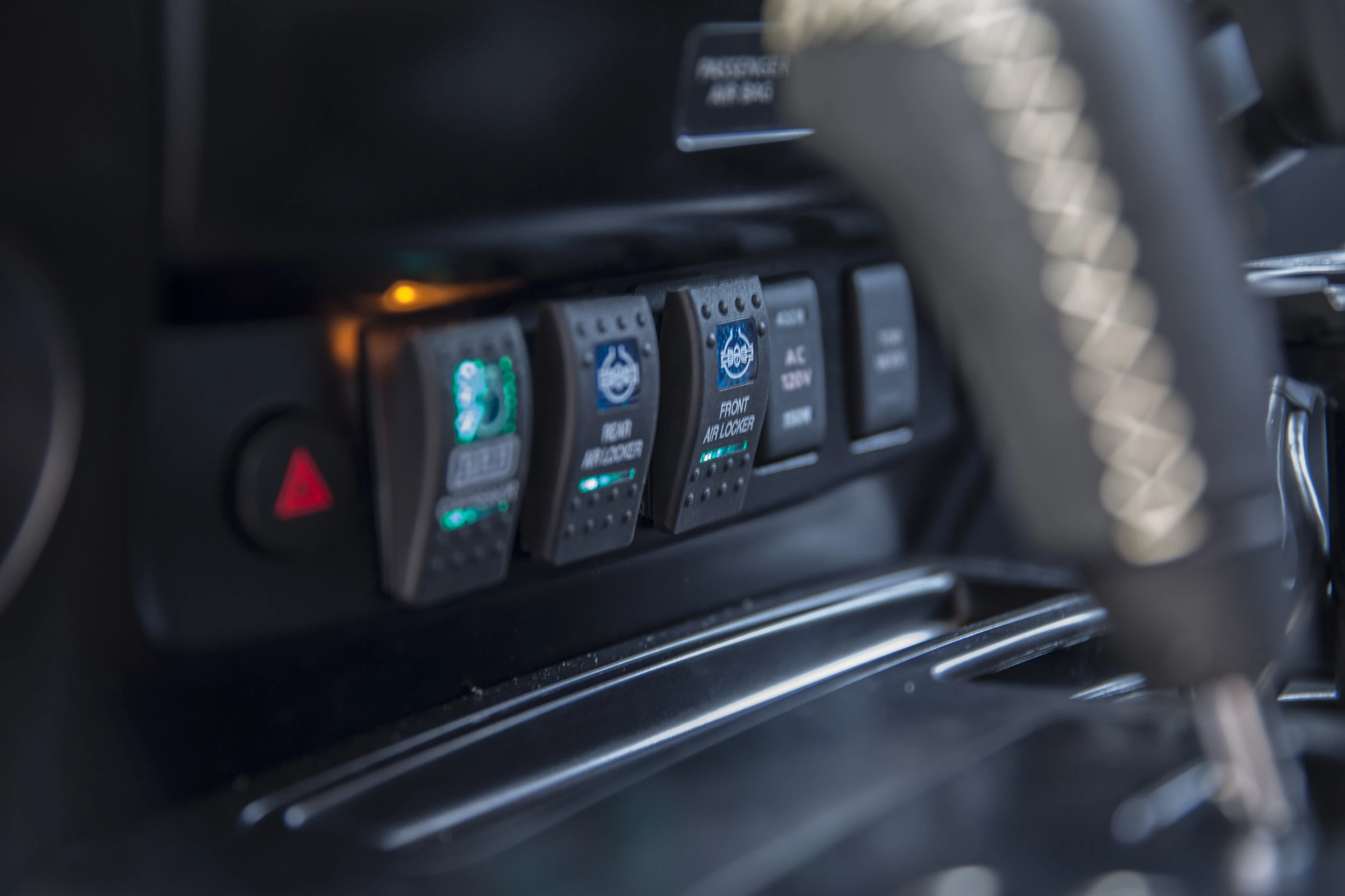 A set of switches help the driver get the best traction and performance