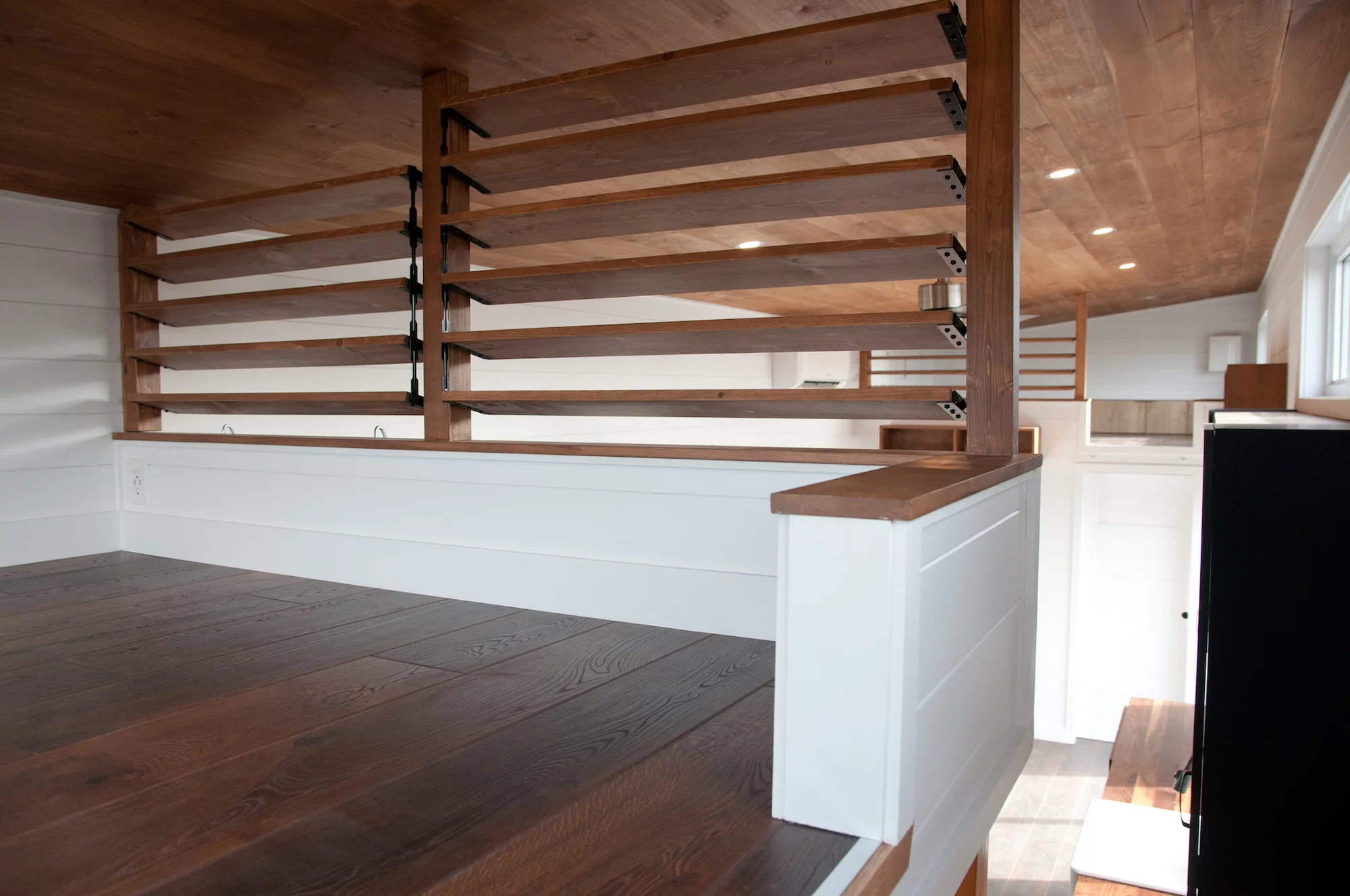 There's never going to be a great deal of privacy in a tiny house but the Charme V2's loft bedrooms include wooden blinds that at least help a little