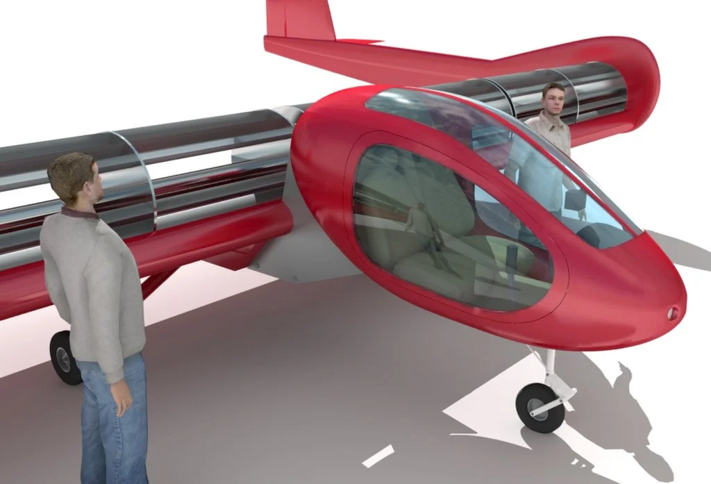 The piloted FanWing aircraft has a planned maximum take-off weight of 1,300 pounds (600 kg)