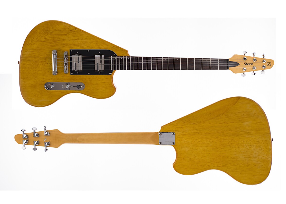 The contoured body of the Steen guitar is made from African White Limba, the bottom cutaway has been positioned and shaped for optimum comfort while seated, and the cut at the front designed to give the player full access to the higher frets