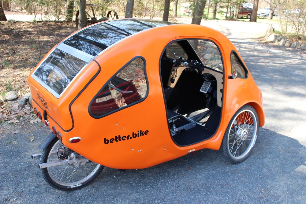 The PEBL features some automobile-like amenities, while still being legally classified as an electric bicycle