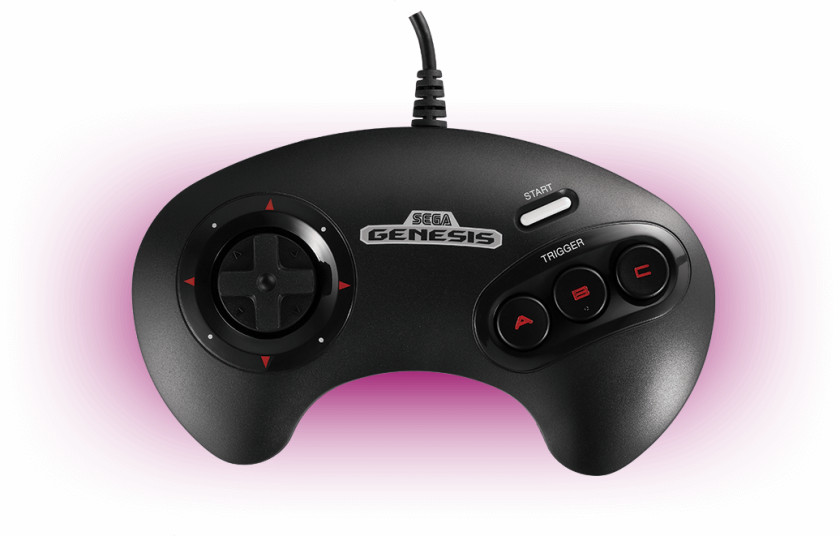 The Sega Genesis Mini comes with two full-sized, wired controllers modelled after the originals