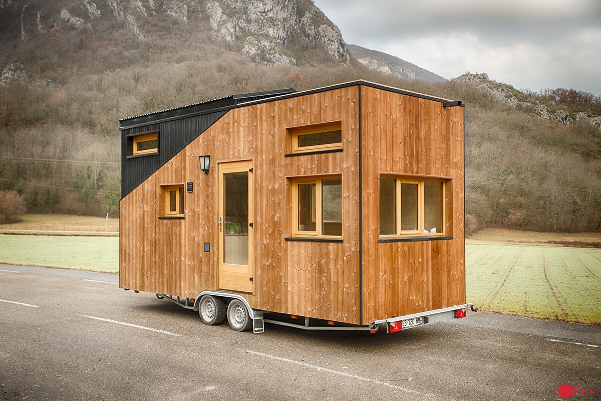 The Stéphanie is a pretty typical tiny house with one neat feature: its roof slides open like a car's sunroof