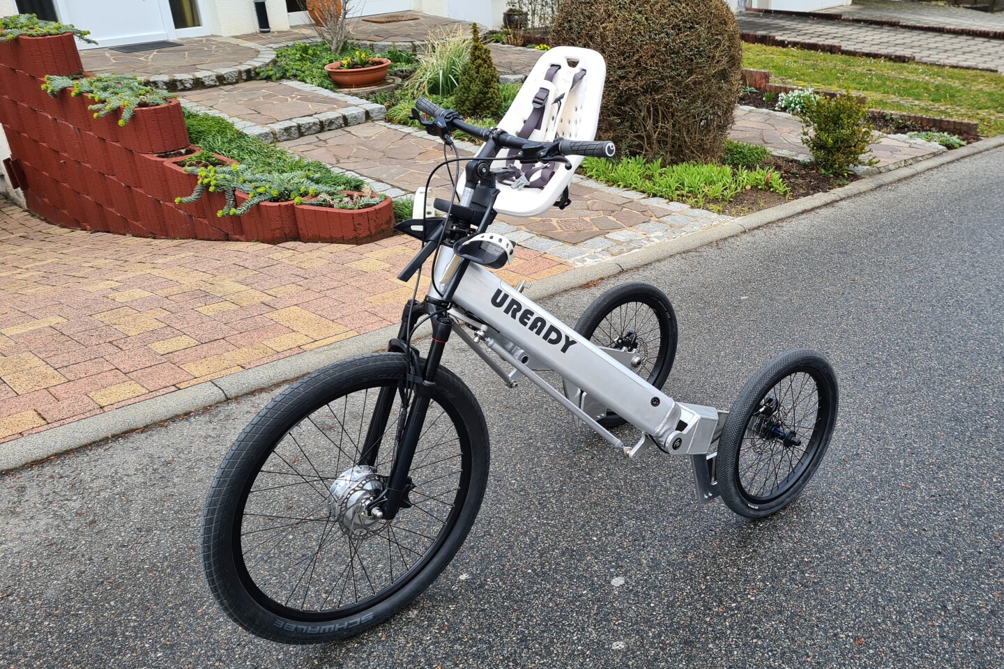 The Uready, pictured here with a suspension fork and a child seat