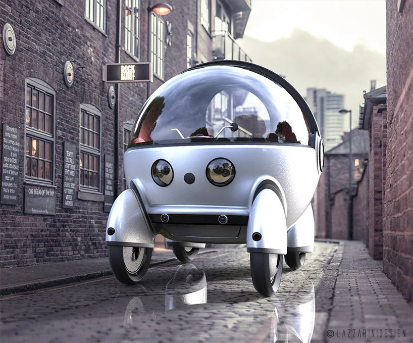 Futuro is an electric, pod-like vehicle capable of carrying four passengers