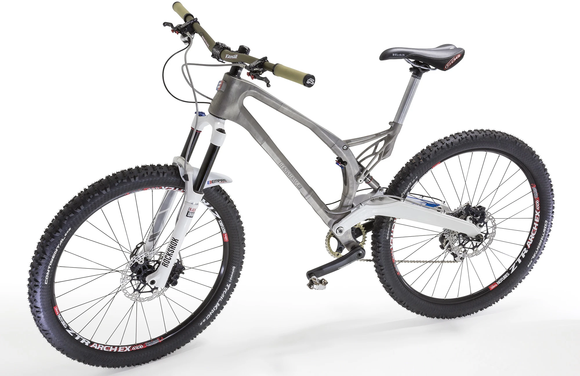 The MX-6 Evo mountain bike, sporting its 3D-printed titanium frame