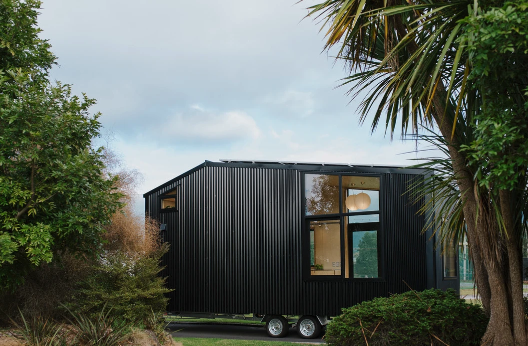 The First Light Tiny House is based on a double-axle trailer
