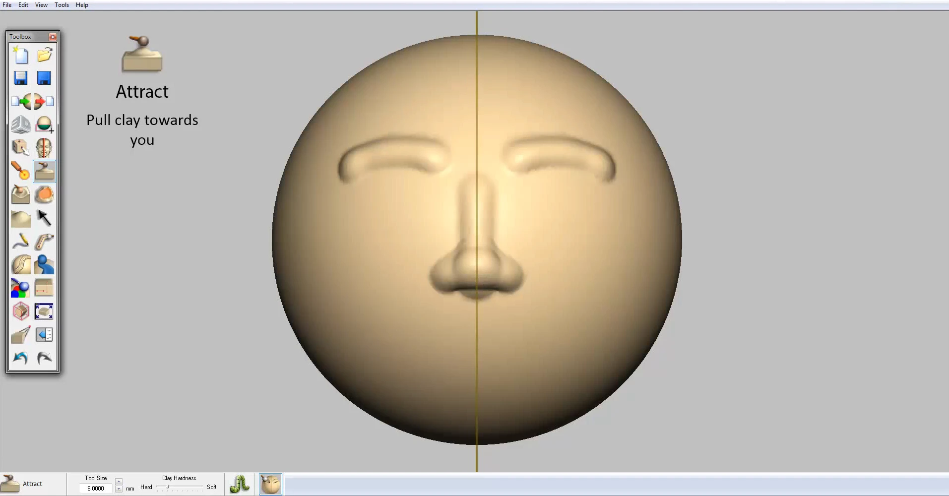 A mirror features allows users to create identical patterns on both sides of the virtual clay
