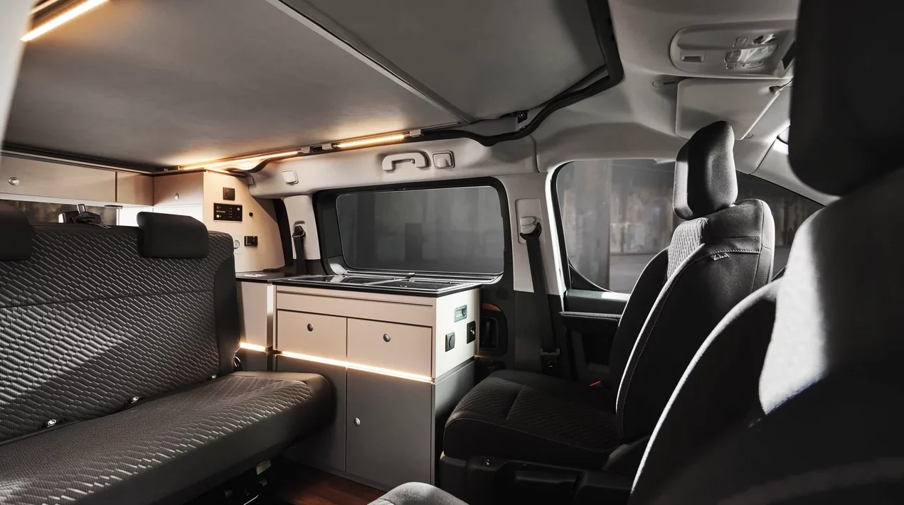 Inside the main cabin of the Crosscamp camper van