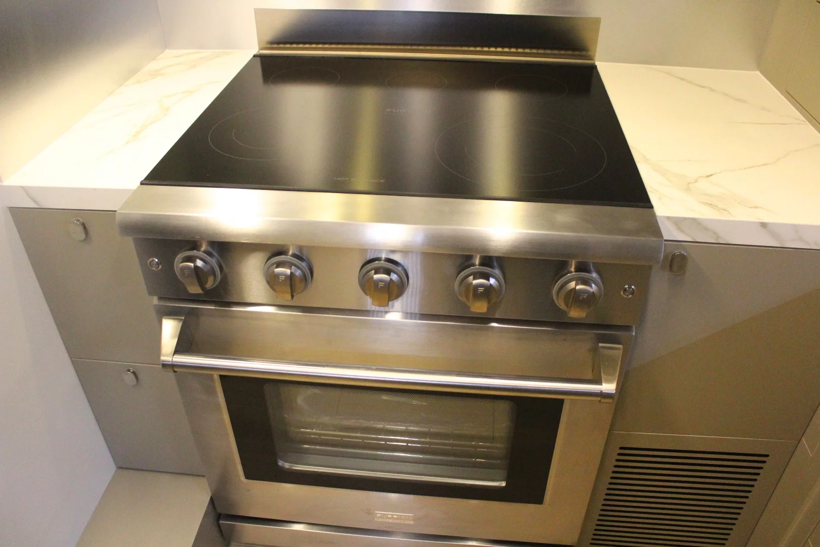 Inside the chef's galley aboard the Furrion Adonis yacht