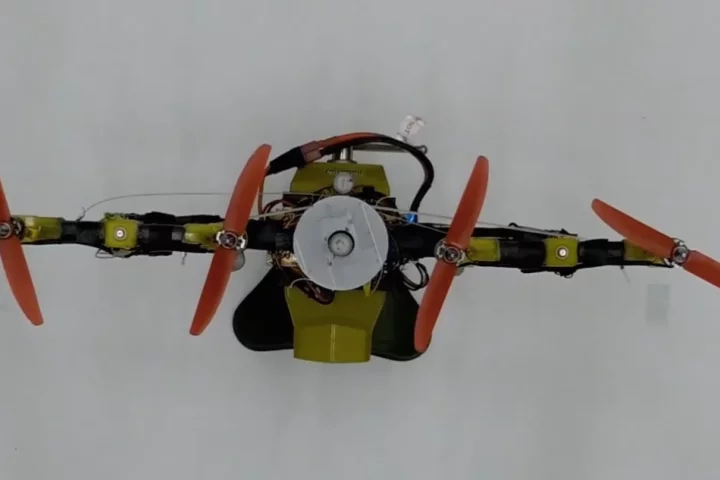 A top view of the Quad-Morphing drone in "gap mode"