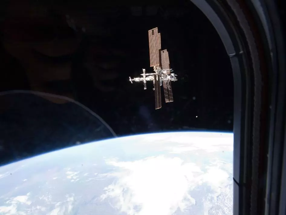 Atlantis' final view of the International Space Station taken by STS-135 crew (Image: NASA)
