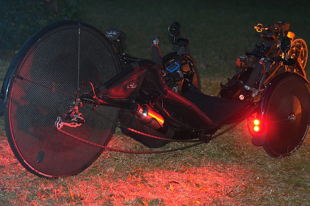 Silk, lit up for night riding