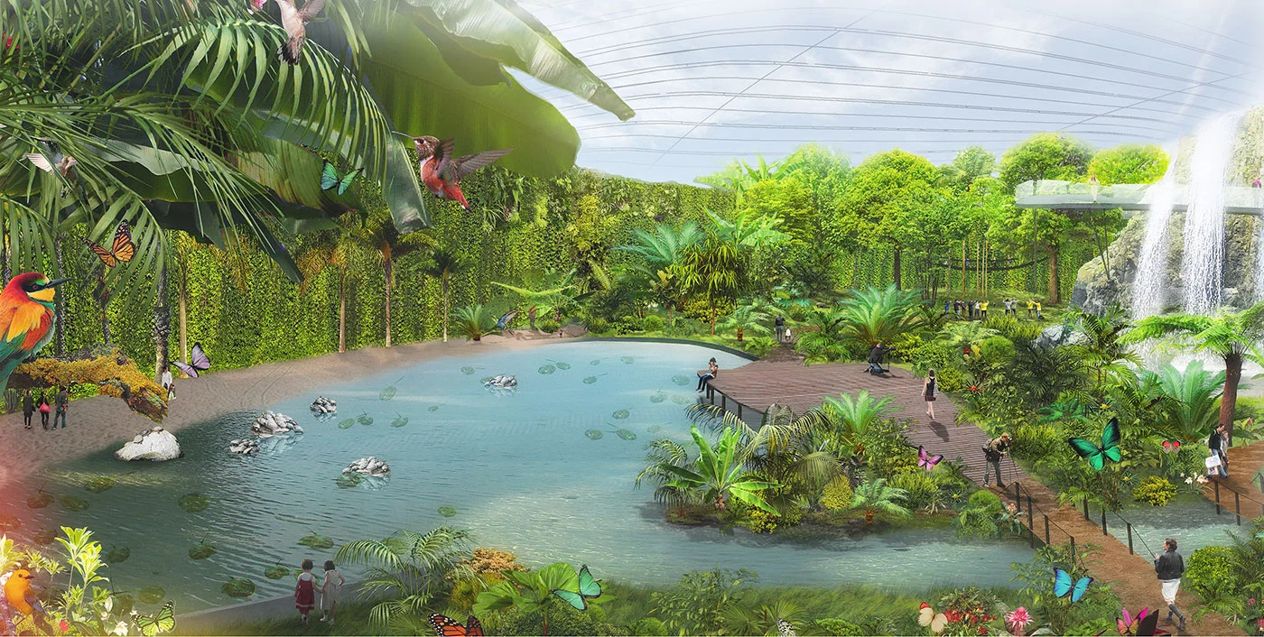 Tropicalia will include butterflies, hummingbirds, waterfalls, fish, turtles, and more