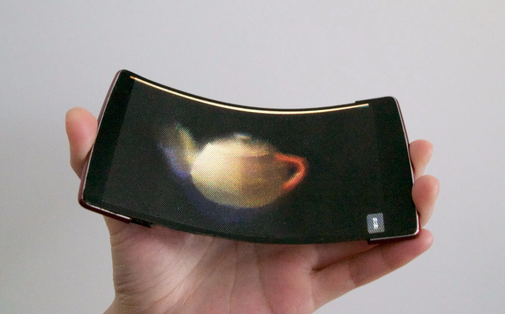 Holoflex responds to flexing the screen through a bend sensor