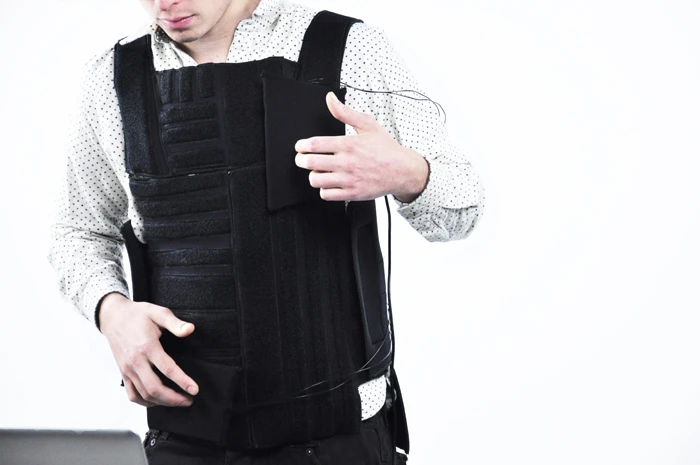 Designed by Wesley Chau, Drop The Beat is an electronic drum kit fashioned into a vest, with pads that can be rearranged and reprogrammed