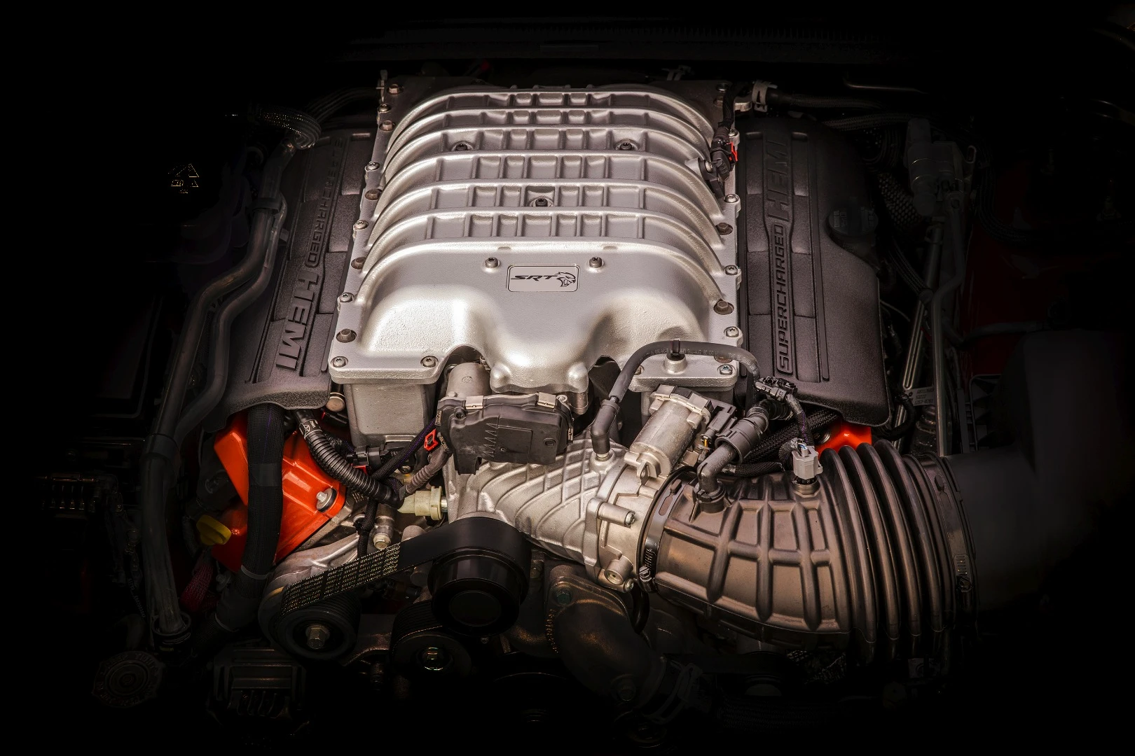 The 6.2-liter supercharged heart of the Jeep Grand Cherokee Trackhawk