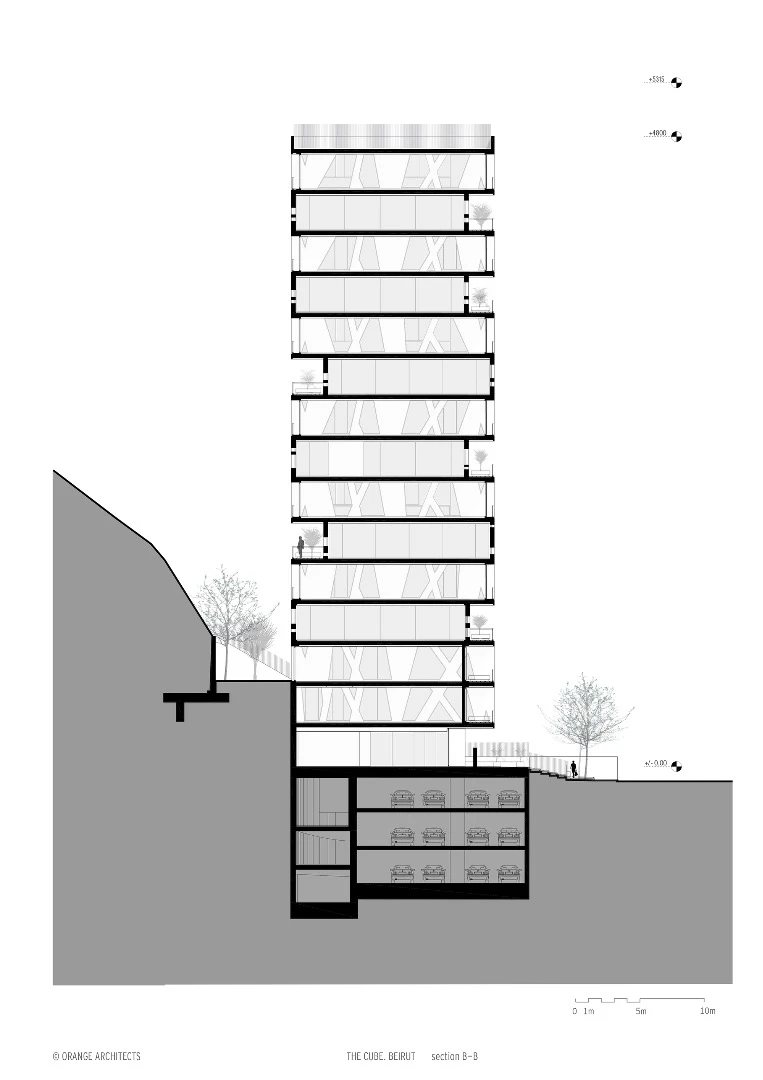 Architectural drawing of The Cube