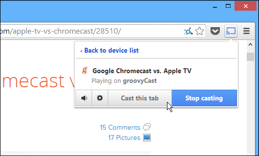 The Google Cast extension allows you to send an open tab to your HDTV