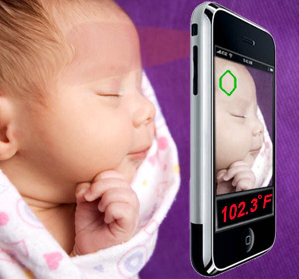 The infrared sensor could quickly take a sleeping baby's temperature