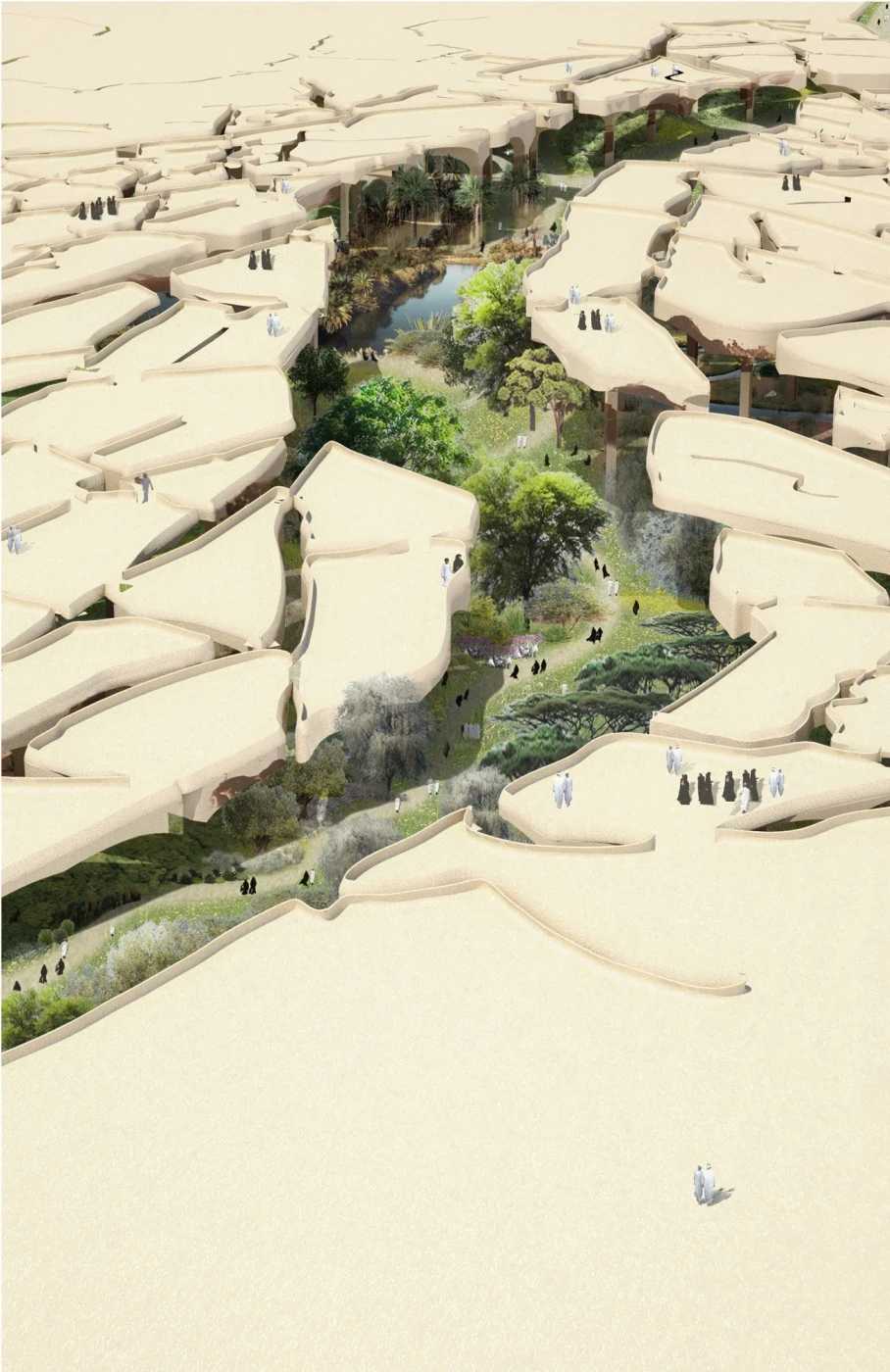 Al Fayah Park has a "fractured desert" design (image: Heatherwick Studio)