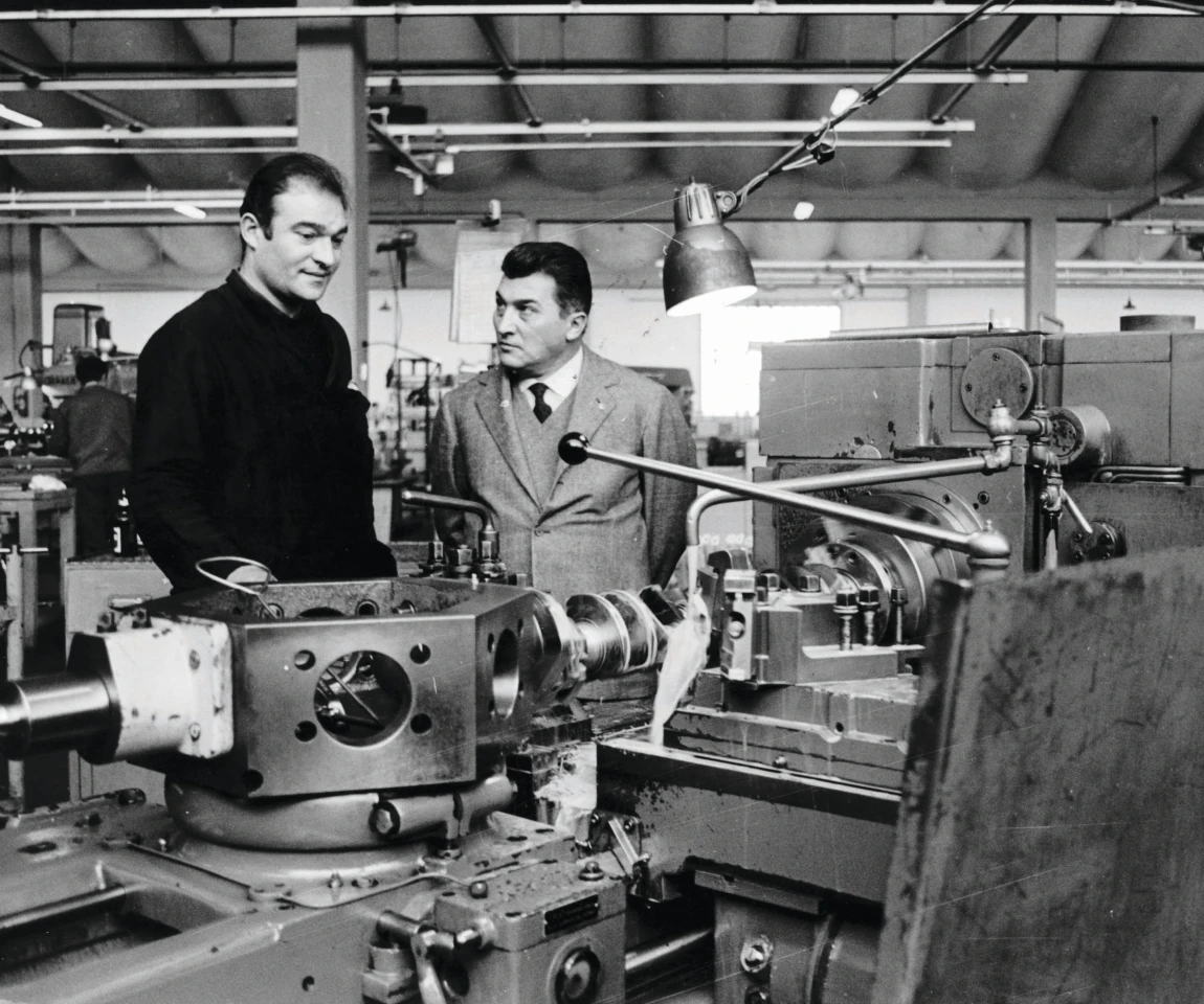 Ferruccio, who's office purposely overlooked the plant, was constantly on the shop floor overseeing quality control, manufacturing, design and production
