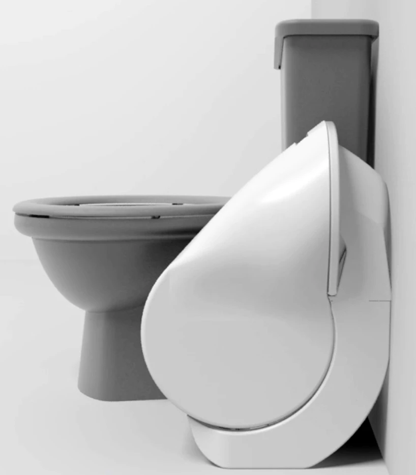 Iota takes up just a third of the space of a standard toilet when not in use