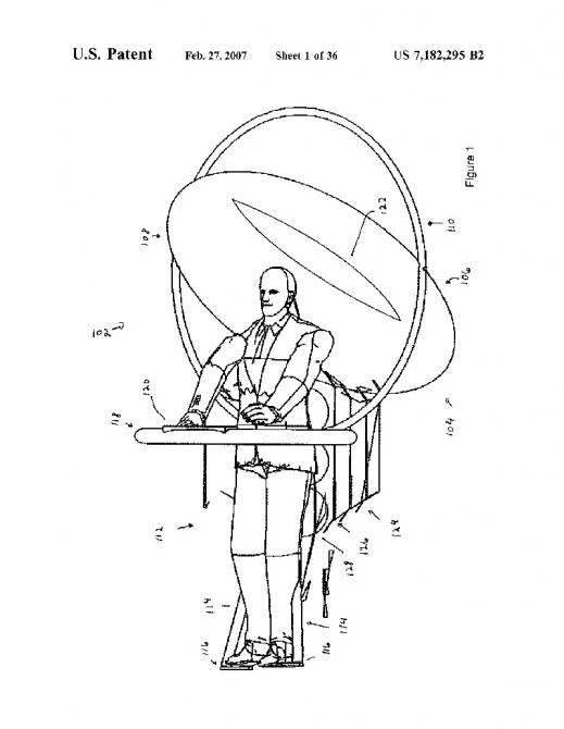 One of the diagrams included in the Personal Flight Systems patent