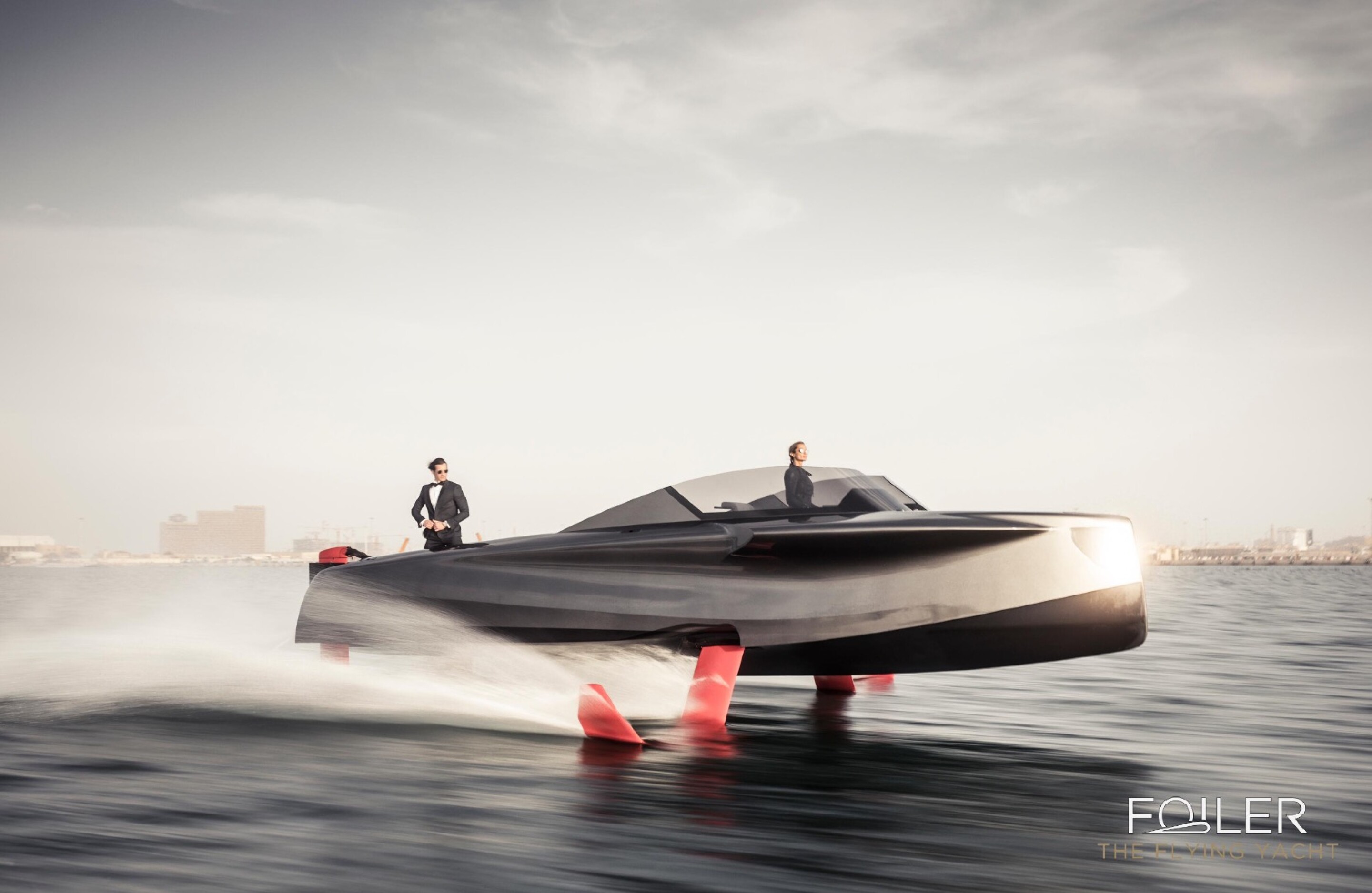 Foiler "flying yacht" is a sleek, hybridpowered hydrofoil