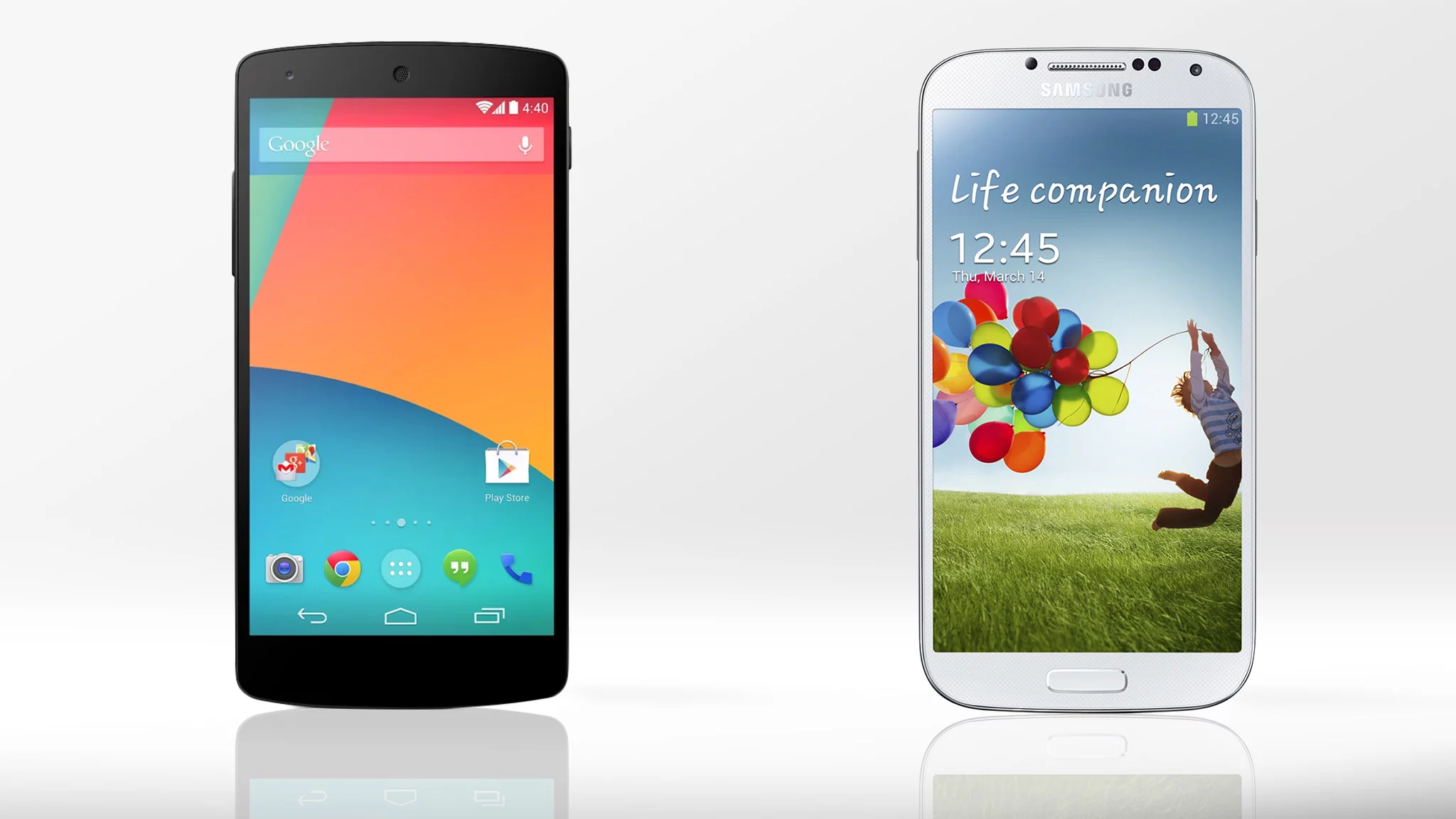 Gizmag compares the features and specs of the new LG/Google Nexus 5 and the Samsung Galaxy S4