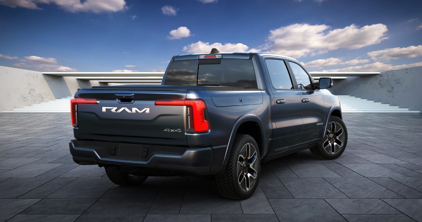 Ram 1500 REV shows square cab and traditional pickup box