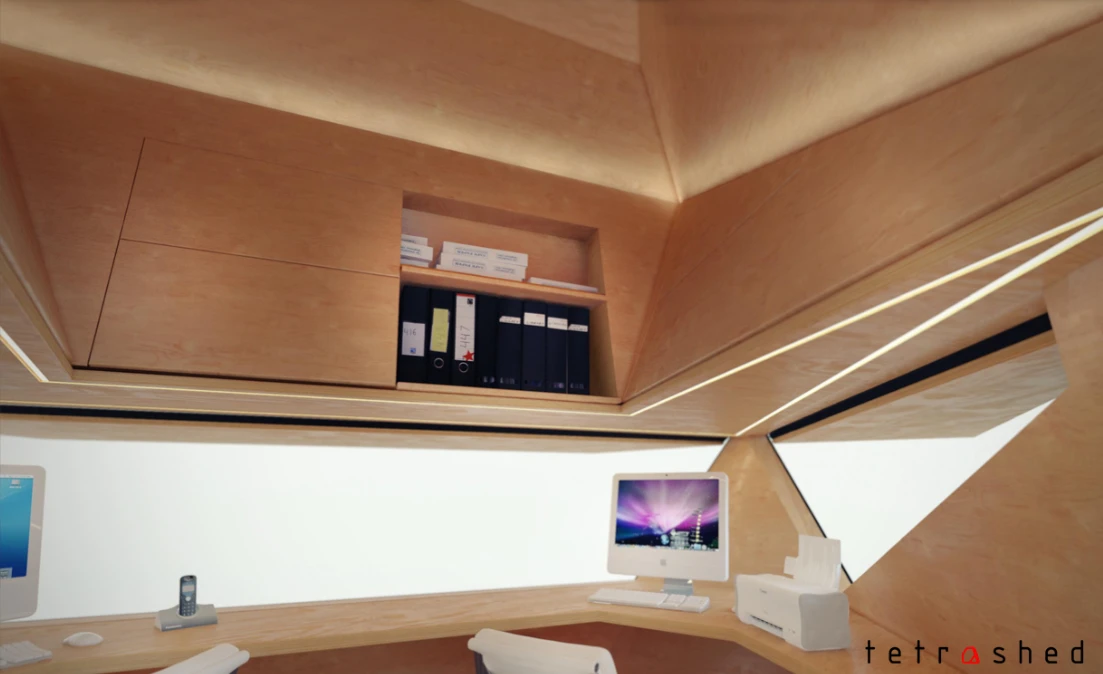 The birch faced plywood is the fancier of the interior finishes (Photo: Tetra-Shed)