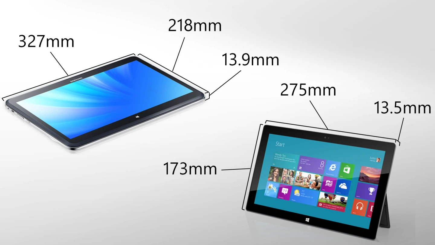 The Ativ Q is much larger than the Surface Pro