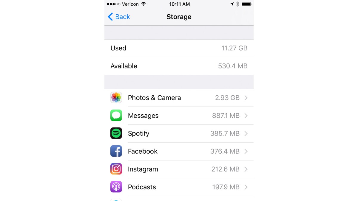 Settings > General > Storage & iCloud Usage > Storage > Manage Storage