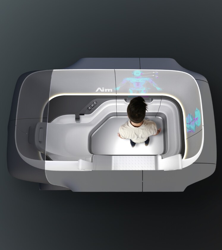 The self-driving clinic has a number of diagnostic devices to more comprehensively monitor the patient