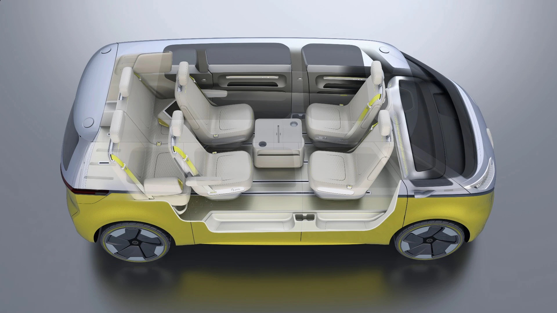 Volkswagen I.D. Buzz: cabin rearranges to a rolling lounge room in I.D. Pilot autonomous mode