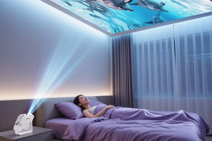 In addition to throwing Full HD visuals to wall or ceiling, the Honor Choice AI Air projector also tracks a pen-like input so users can doodle in the projected rectangle without leaving a mark