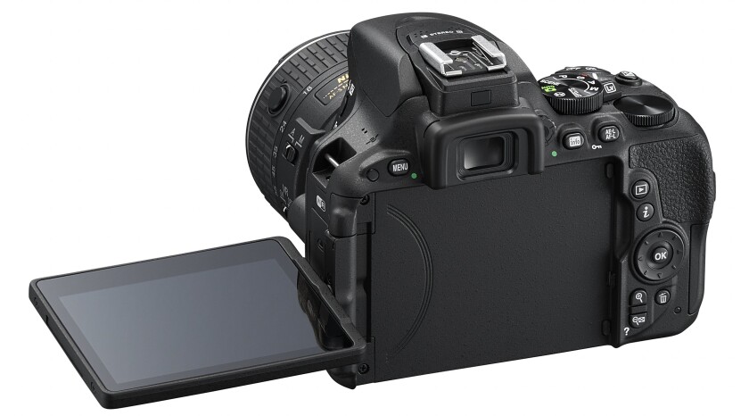 The Nikon D5500 measures 124 x 97 x 70 mm (4.9 x 3.9 x 2.8 in)