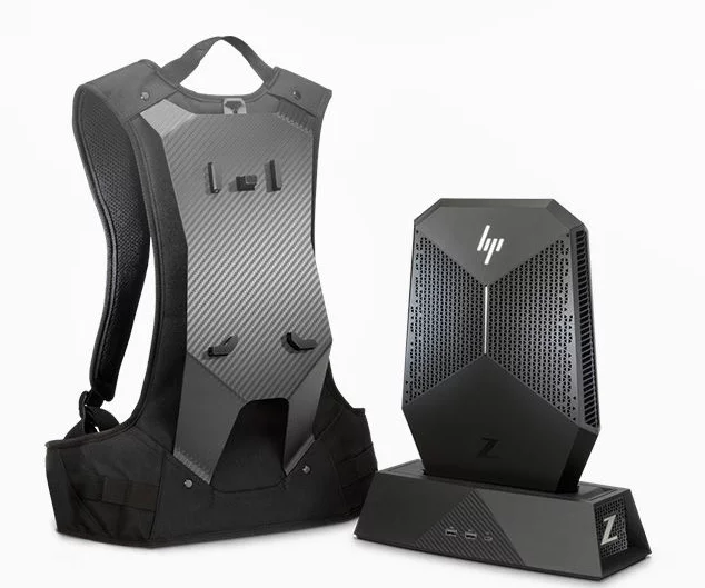 The HP VR backpack and its dock