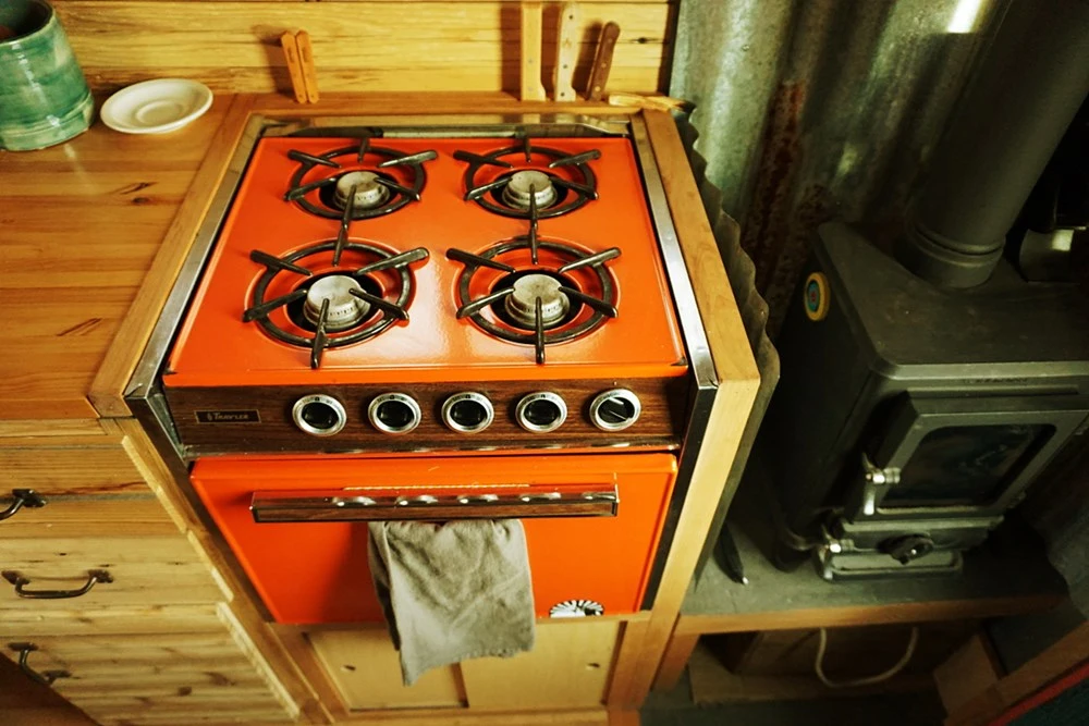 The Wheelie Shack includes a small propane-powered oven