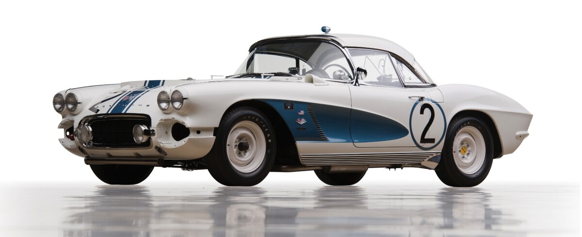 This 360 hp, 327 cu in. 1962 Chevrolet Corvette Race Car was the 1962 SCCA A/Production champion in the hands of the "Flying Dentist", Dr. Dick Thompson driving for Grady Davis’ Gulf Oil Racing team. It's first year score card read 14 starts, 12 wins and two second places. Not surprisingly, such a significant car commanded a significant price, though it didn't quite reach the estimated price range of $2 to $2.5 million, and no doubt a delighted purchaser now has a car with a wonderful history that has already won more on the show circuit than it did in its glorious first racing season half a century ago.