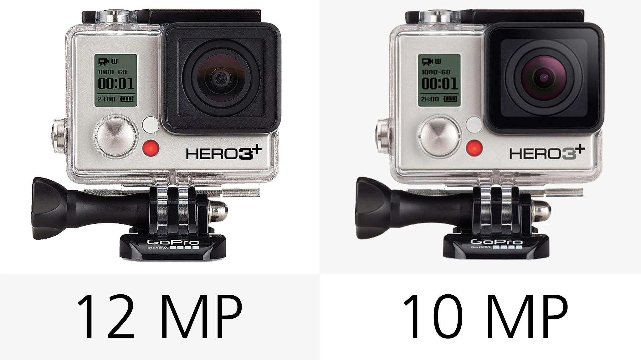 The 10-megapixel resolution of the Hero3+ Silver lags slightly behind the other cameras