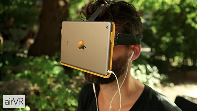The AirVR headset combines with iOS devices to deliver a virtual reality experience