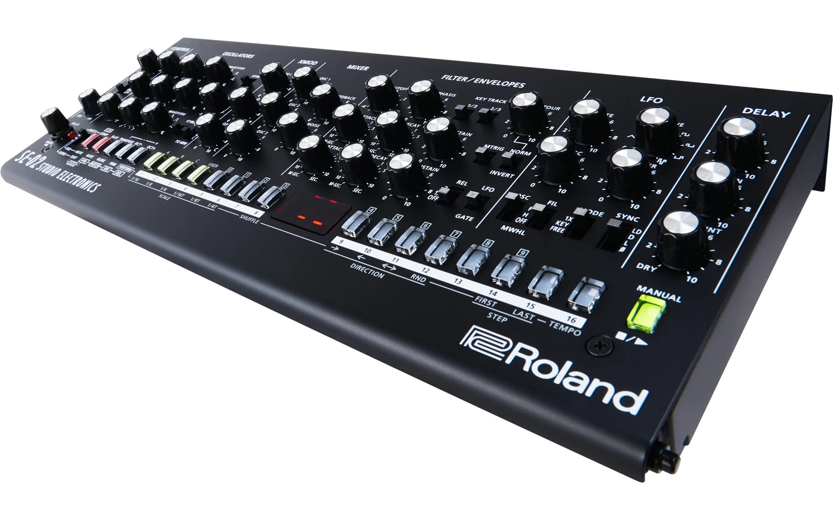 The SE-02 has no LCD menu display, but its road-ready metal top is packed with sturdy knob-per-function controls, switches and illuminated buttons for shaping the output