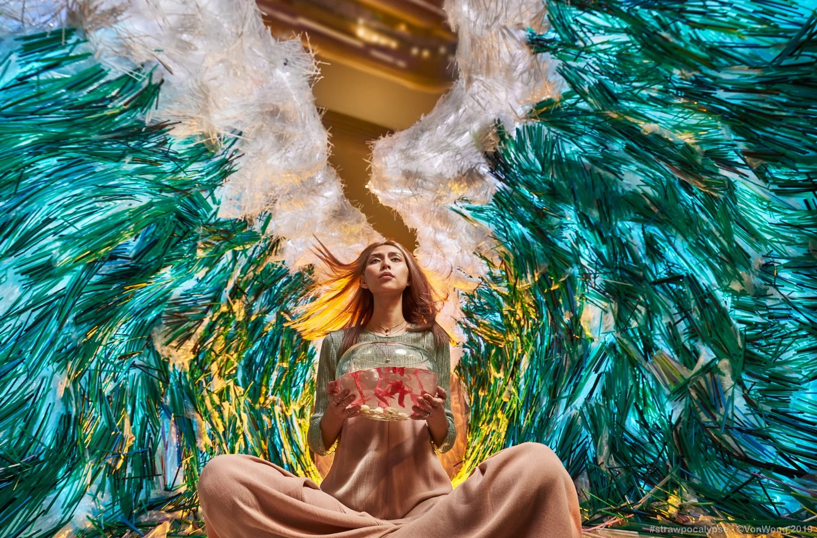 The Strawpocalypse installation comprises 168,000 discarded straws
