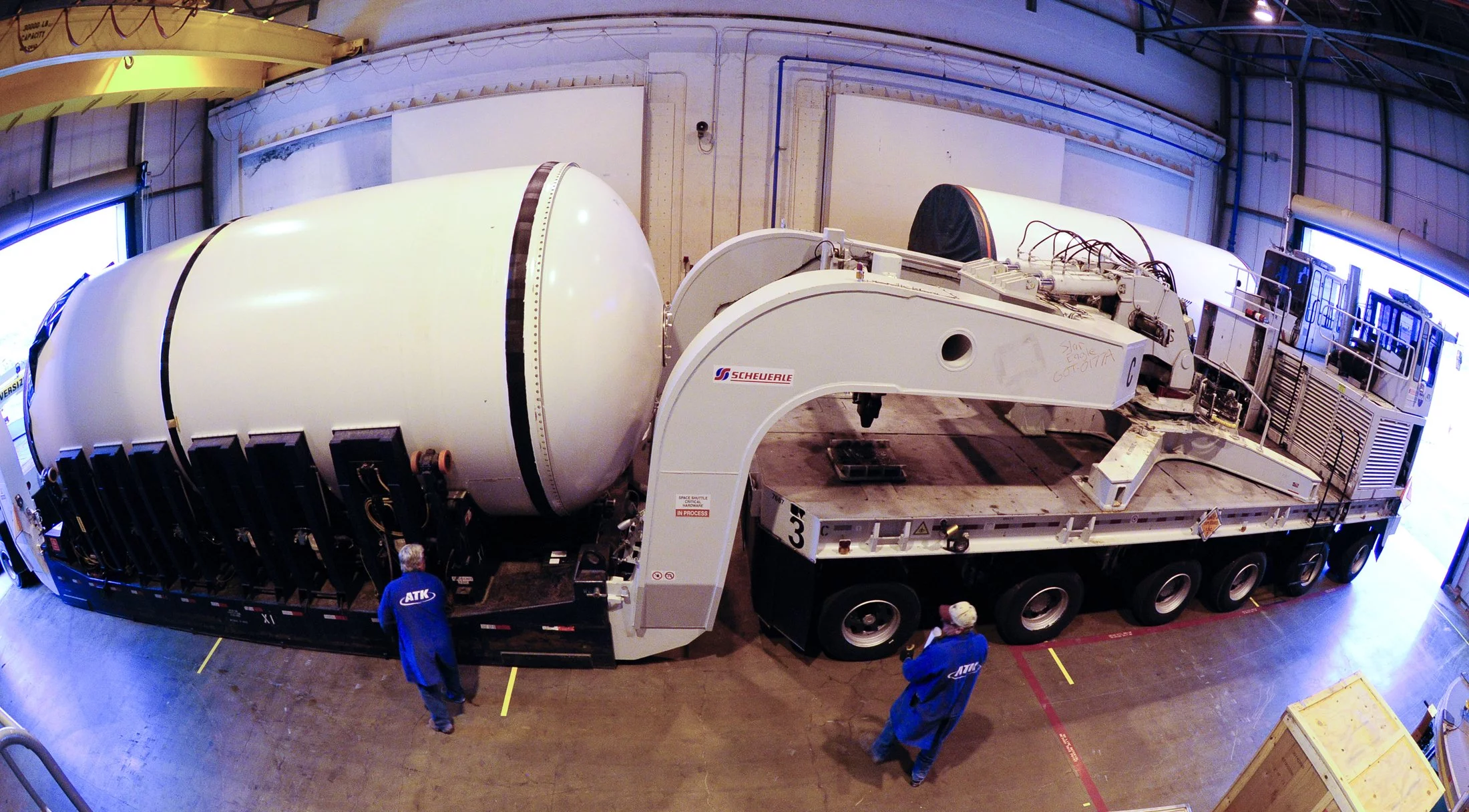 SLS solid rocket booster segment being moved (Image: ATK)